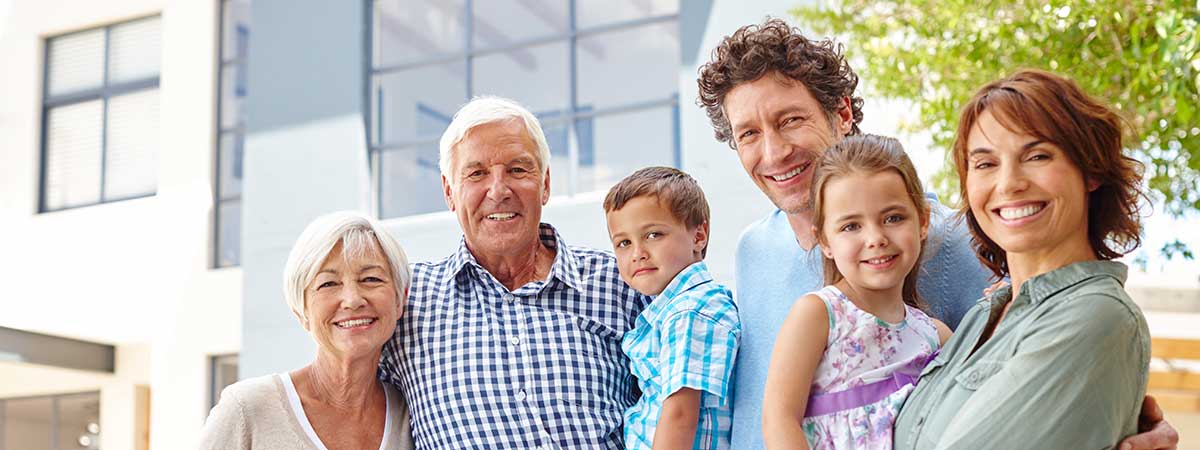 Family standing outside