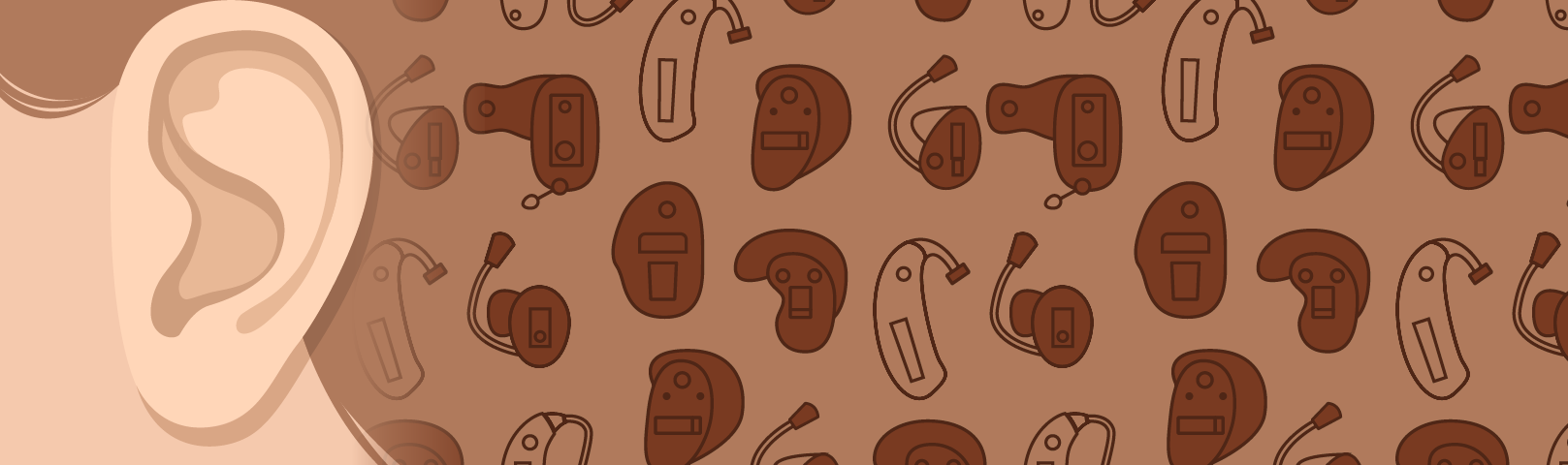 Drawing of ear and hearing aid types