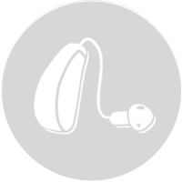 Hearing aid with a small microphone on an attached wire, designed for improved audio amplification.