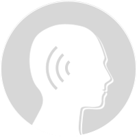 A profile silhouette of a head with sound waves emanating from it, representing cognitive processes and auditory perception.