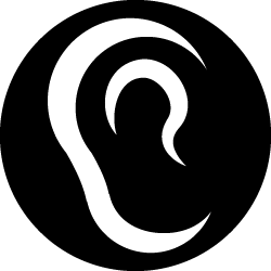 Solid black ear icon.