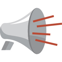 A megaphone with sound waves emanating from it.