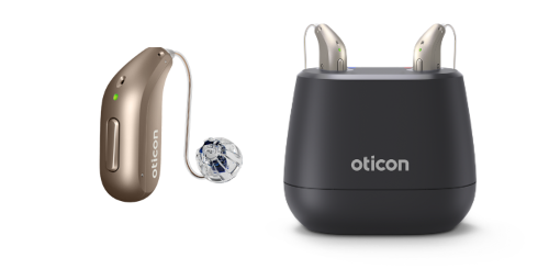 AGXr and AGXs rechargeable hearing aids with chargers